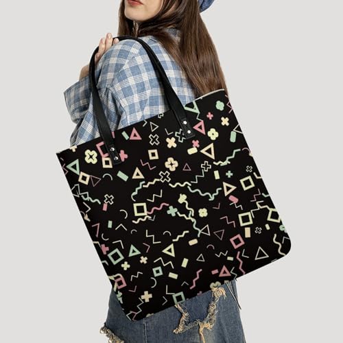 Sac à main shopper géométrique avec grand volume de rangement 39cm - 2