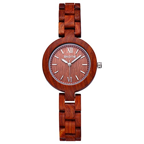 Preisvergleich Produktbild JIANGYUYAN Klein Damen Uhr analog Quarzwerk mit Holz Armband 390401