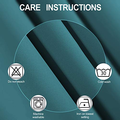 Image of LEMOMO Sea Teal Thermal Blackout Curtains /52 x 108 Inch /Set of 2 Panels Room Darkening Curtains for Bedroom