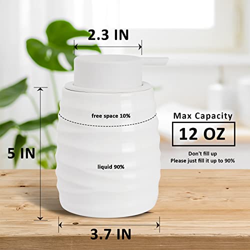 Toozfo Soap Dispenser Ceramic With Easy-To-Press Pump Hand Lotion Dispenser Non-Slip For Shampoo Bathroom Kitchen 12 Oz #TOP6