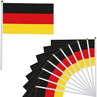 10pcs Germany Hand Wave Flags,German Stick Flag Mini Pocket Flag Small Germany HandHeld Flag Germany National Flags for World Cup Decorations 2022,Festival Parades,Sports Events National Decoration