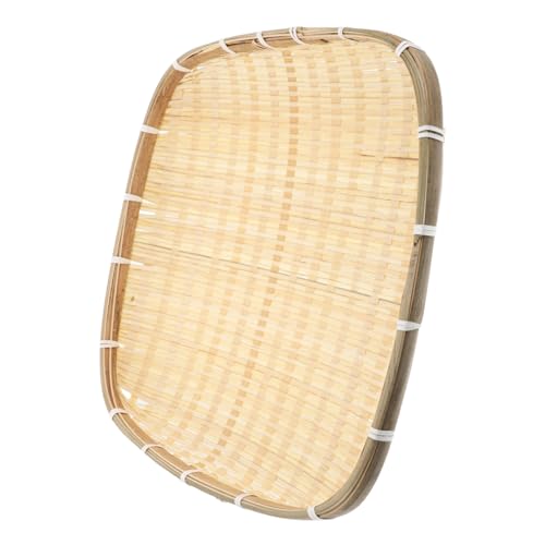 SOLUSTRE Rustic Bamboo Fruits and Vegetable Holder Decorative Serving Tray Handmade Bamboo Woven Basket Storage Basket for Bread and Snacks