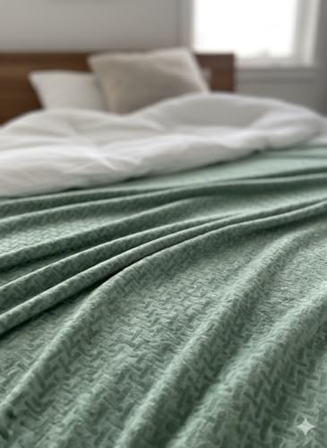 Image of Florida Solid Embossed Flannel Blanket, 230 GSM Ultra-Soft All-Season AC Blanket (Double, Green)