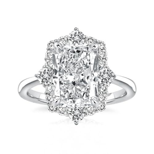 3.0ct Halo Radiant Cut Engagement Ring for Women,Solitaire Sterling Silver Promise Ring for Wedding,Travel,Daily