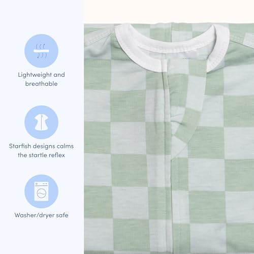 SleepingBaby Zipadee-Zip Transition Swaddle - Cozy Baby Swaddle Blanket with Zipper Convenience - Roomy Wearable Blanket for Easy Diaper Changes - Sea Green/Blue, Small (4-8 Month)