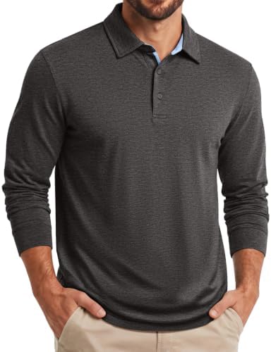 COOFANDY Poloshirt Herren Langarm Polo Shirt Langarmshirt | Langarm Polohemd Longsleeve Herren T Shirt, Regular Fit, Casual Business Golfshirt, S-4XL