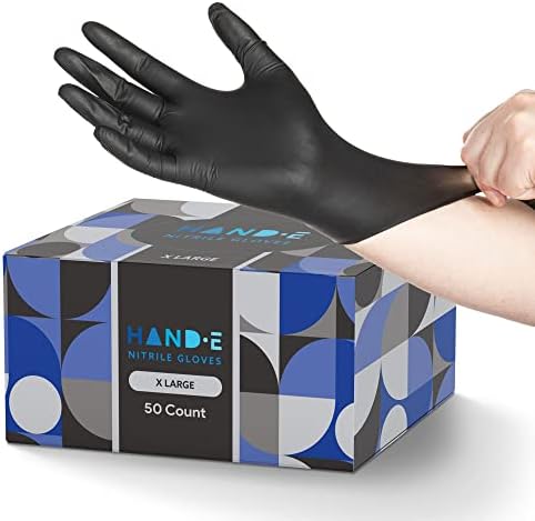 Hand-E Touch Nitrile Black Disposable Gloves X-Large, 50 Count - ...