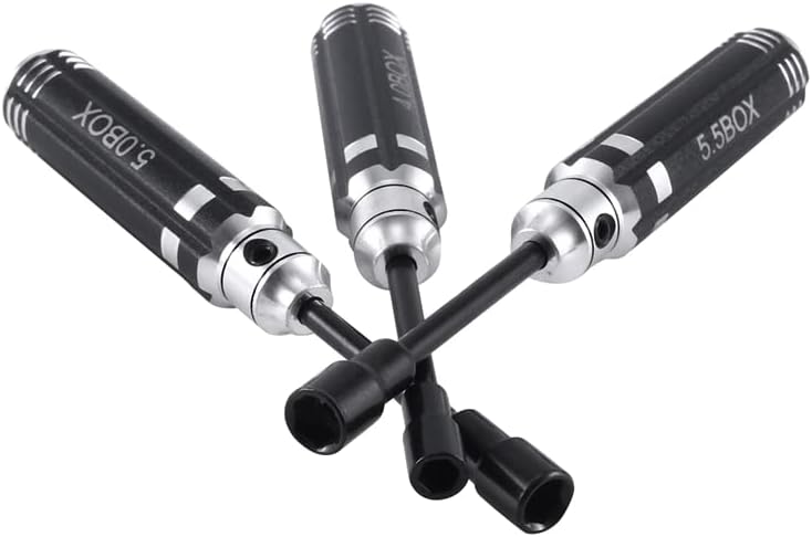 7PCS RC Tool Kit 1.27/1.5/2.0Mm Hex Screwdrivers 4.0/5.0/5.5Box Nut Driver Wrench for 1/12 1/16 1/18 1/24 SCX24 RTX4M - (Color: Black)