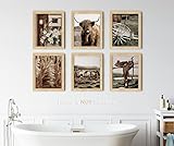 VICBOU Vintage Cute Cow Wall Art Cow Horse Decor Farmhouse Wall Decor Rustic Nature Western Boho Neutral Country Art Print Painting for Home Office Bedroom Bathroom Living Room, 8x10 6Pcs, Unframed