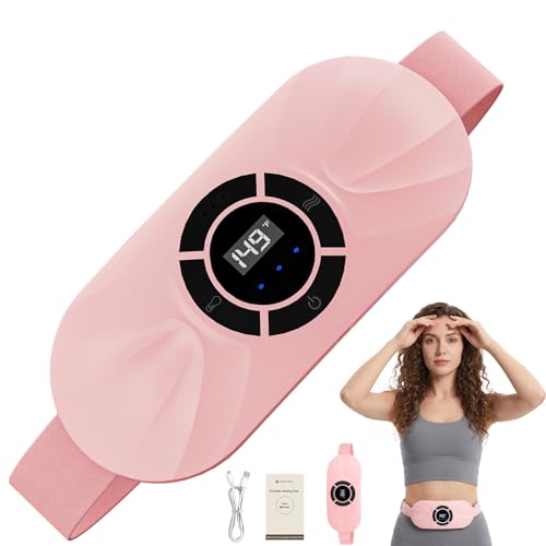 Portable Cordless Heating Pad for Period Cramps Voice Reminder Menstrual Heating Pad with 6 Heat Levels and 6 Massage Modes 3s Fast Heating Gifts for Women Girls
