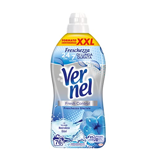 Vernel Fresh Control Ammorbidente Neutralizza Odori, Profumazione Freschezza Glaciale, Confezione Singola Da 76 Lavaggi.
