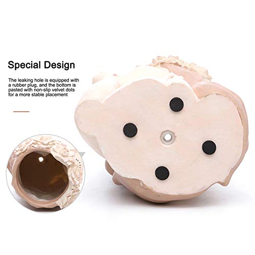 DRYEN Niedliche Pflanzen-Blumentopf, 16,5 x 18,3 27,6 cm im Kopf, Sukkulenten-Töpfe, Gesicht, Blumentopf, Cartoon-Mädchen-Blumentöpfe mit Drainage, kreative Dekoration, Rose