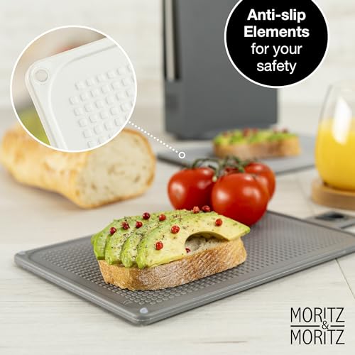 Moritz & Moritz 4Pc Grey BPA-free Plastic Chopping Board Set with Stand, 21 x 15 cm, Hygienic Anti-Slip, Dishwasher Safe - Image 5