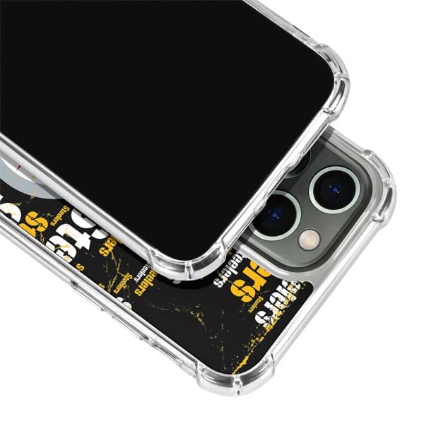 Skinit Clear Phone Case Compatible with iPhone 14 Pro Max - Officially Licensed NFL Pittsburgh Steelers Black Blast Design