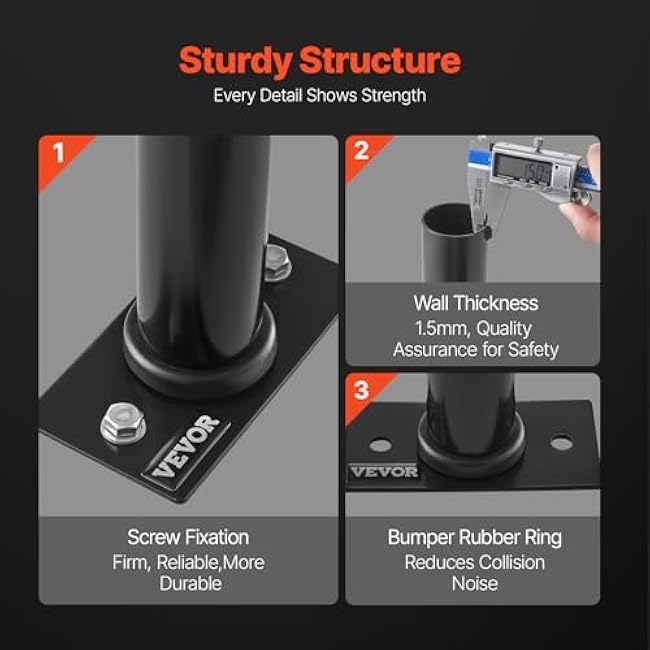 VEVOR Wall Mounted Weight Plate Holder, Weight Rack Storage for 2-Inch Weight Plates, 330 lbs Load Capacity Weight Storage Rack, Heavy Duty Iron Home Gym Organizer, 4 Pack, Mounting Hardware Included