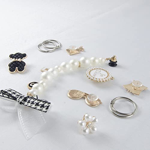 Seqla71 Fashion Crystal Rhinestone Shoe Charms. Gleaming Pearl Chains With Bows .Bling Shoe Charms Lovely Little Bear Jewelry Accessories Decoration For Girls Women Party Favors Birthday Gifts #TOP1