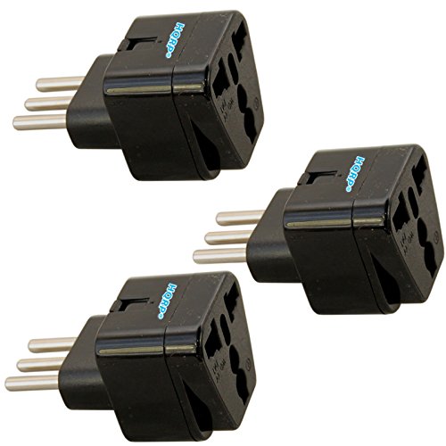 HQRP KIT: 3pcs Black International Travel Grounded Adapter Plugs - USA/European/Great Britain to Italy Plus Coaster