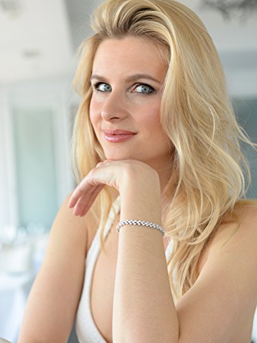 Mariell Platinum Plated Cubic Zirconia Crystal Tennis Bracelet For Bridal, Wedding, Prom & Everyday Wear #TOP1