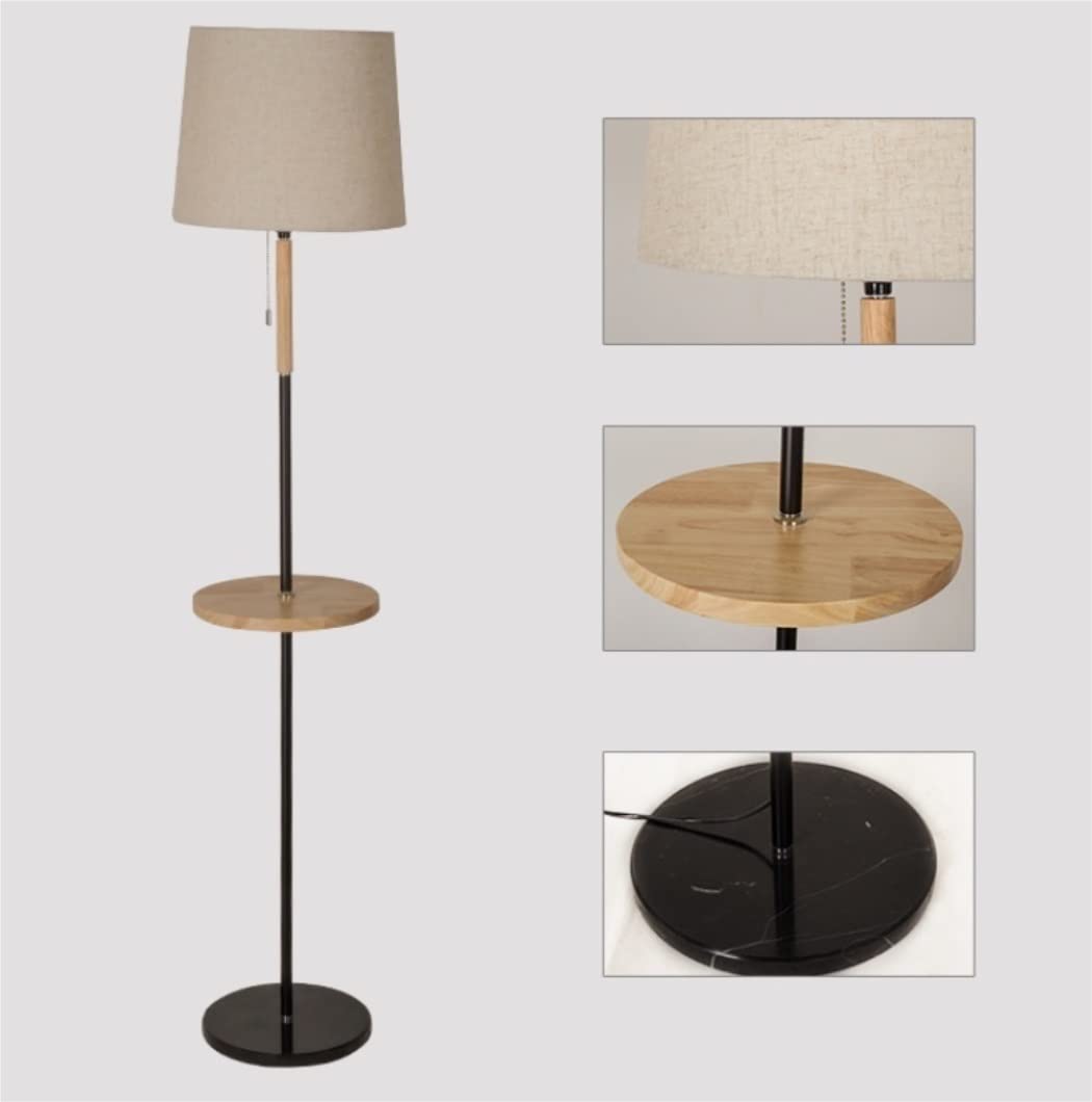 Light-Home Piantana In Legno Moderna Con Paralume Tessuto, 150 Cm, Interruttore A Pedale, Palissandro E Nero