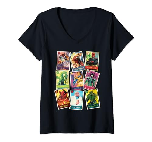 T-shirt Marvel Super Villain Trading Cards pour look geek casual