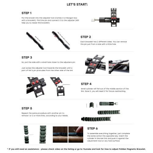 Polldan Magnetic Bracelets For Men | Mens Magnetic Bracelet With 6000 Gauss Power | Premium Titanium Bracelet For Men With Stainless Steel Alloy For Extra Durability | Adjustable Men's Bracelets Jewelry | Mens Bracelet | Pulsera Magnetica (Blue-Black) #TOP6