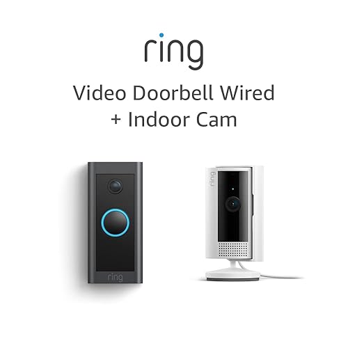Nueva cámara de interiores Ring Indoor Cam, Blanco con timbre Ring Video Doorbell Wired