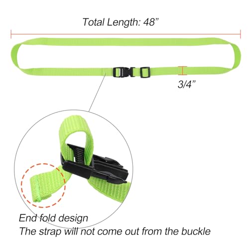 Image of Buckle Straps, Adjustable Nylon Straps, Green 4 Pack (4'x0.75 inch) | Packing Strap Nylon Travel Belt Nylon Backpack Accessory with Buckle Clips for Suitcases, Packing, Travel, Hiking