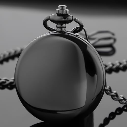 Image of Tiong Smooth Pocket Watches Quartz Arabic Numerals Men Pocket Watch with Chain&Box