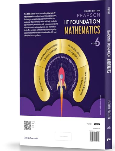 Image of Pearson'26 IIT Foundation Class 6 Math|For JEE, NSO & Olympiad Exams |JEE Practice Questions|Online Assessments, 55 Video Solutions,Downloadable work sheets & Tests via Pearson MyInsights & elibrary