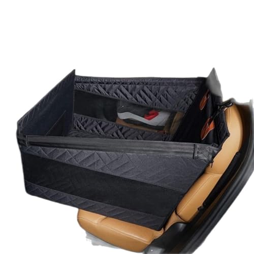 Dlwk 防水・防汚ペットカーマット 厚みのある滑り止め後部座席犬小屋/折り畳み式運転ボックス 飛び出し防止、滑り止め、耐摩耗性 あらゆる犬種に適しており、猫にも適しています。黒、グレー、車ケージ、犬用車アクセサリー (ブラック,72x56x50cm)