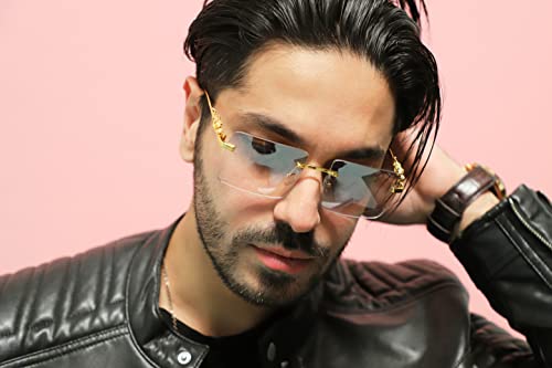 Flawless Rimless Rectangle Vintage Sunglasses Fashion Frameless Tinted Glasses for Women Men3