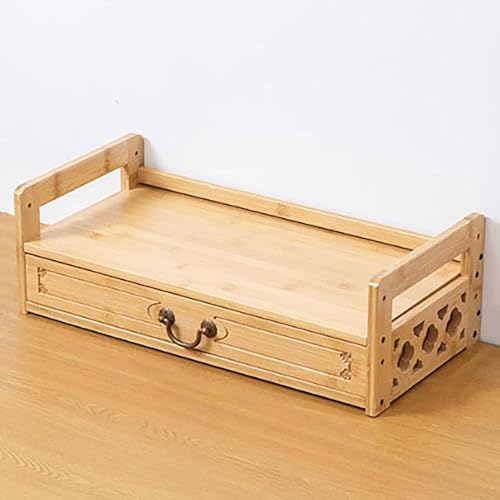 Mesa de altar de meditación de bambú con cajón para puja espiritual, adoración y exhibición de objetos sagrados