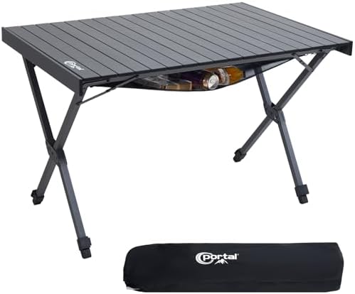 Portal Table Camping Pliante Réglable 108x71cm, Alu Robuste 100KG...