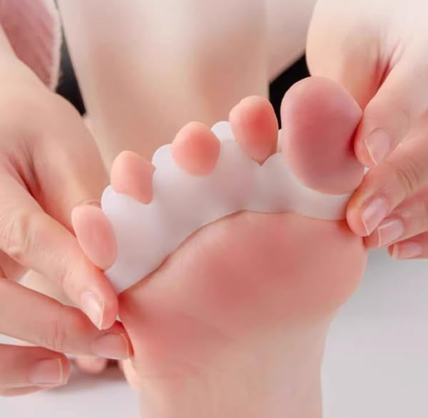 Toe eversion corrector, five toe overlap separator, small toe eversion anti wear divider, toe separator, (Two pairs of five toed design [anti wear silicone])