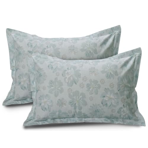 Image of Huesland by Ahmedabad Cotton 144 TC Double Bedsheet Cotton with 2 Pillow Covers | Olive Sage, Whispering Sage & Faded Sage