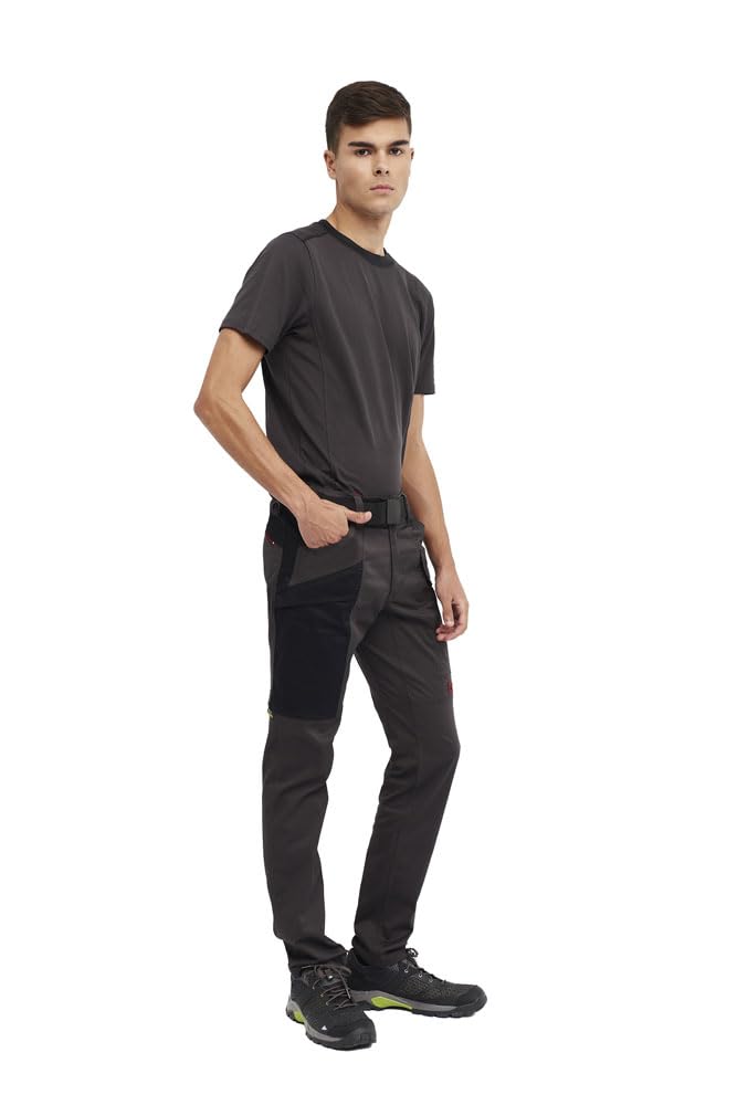 Pantalón de Trabajo Stretch Slim Fit Hombre Monza – Bicolor Multibolsillos con Tejido Elástico para Industria, Construcción y Mantenimiento, Color Gris, Talla 48-50