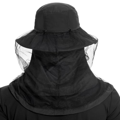 Image of BASSDASH UPF 50+ Mosquito Sun Hat with Hidden Head Net and Neck Flap for Men Women Outdoor Fishing Hiking Camping