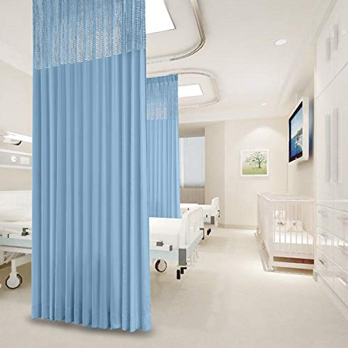 Macochico Blue Room Divider Curtains Privacy Cubicle Curtains with Flat Hook Hanging for SPA Lab Curtain Room Divider,15ft Wide x 8ft Tall(1 Panel)