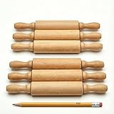 8-Inch Premium Kids Mini Rolling Pins (6-Pack) Splinter-Free, Non-Stick Hardwood for Baking, Sensory Crafts, Play-Doh, Clay, Therapeutic Fine Motor Skills for Toddlers, Great Gift for Children
