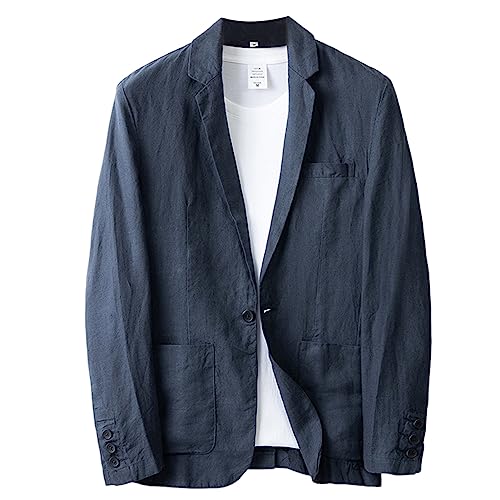 GIBZ Blazer Uomo Casual Lino Tempo Libero Leggera Giacca Giacche