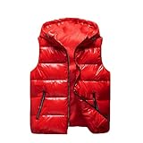 [KAPE1] YJSO ダウンベスト メンズ 中綿ベスト ジャンパー アウトドア 防寒着 厚手 保温 冬服 立ち襟 秋冬 ファッション カジュアル 軽量 部屋着 普段着 通学 レッド 通勤 男女兼用 立ち襟 ダウンコート ノースリーブ 無地 M カップル アウター