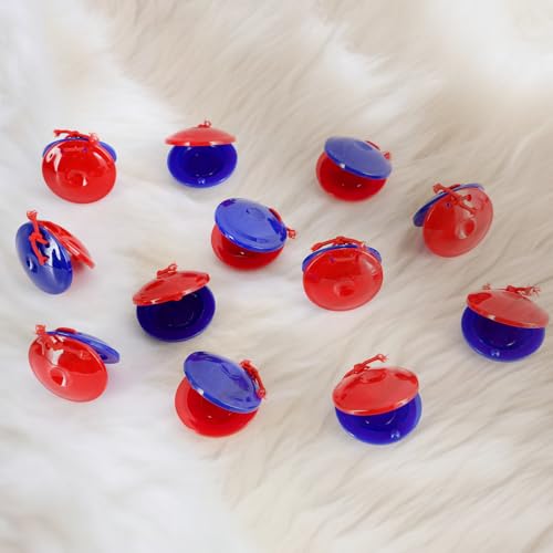 EASTROCK 12 peças de castanetas de plástico para instrumentos de dedo de castanetas, dedos de mão, c