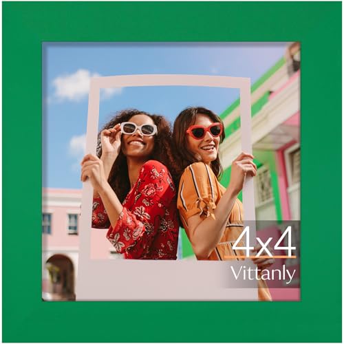 Vittanly 4x4 Picture Frame for Wall or Tabletop, Green
