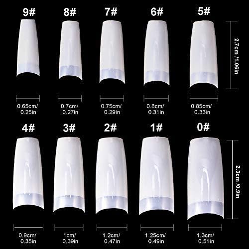 Natural False Nails, 500 Pieces Oval French Acrylic Style Fake Nails Tips, Artificial Fake Nails With Box and False Nail Clipper for Women Girls (10 Sizes)