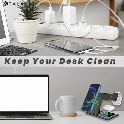 Image of 3-in-1 Wireless Charger, 25W Magnetic Mag-Safe - Compatible with iPhone 15 /15 Plus /15 Pro /15 Pro Max, iPhone 14 /14 Pro /14 Pro Max,13 /12, AirPods 3rd /2nd Gen, Apple Watch Series -(Black)