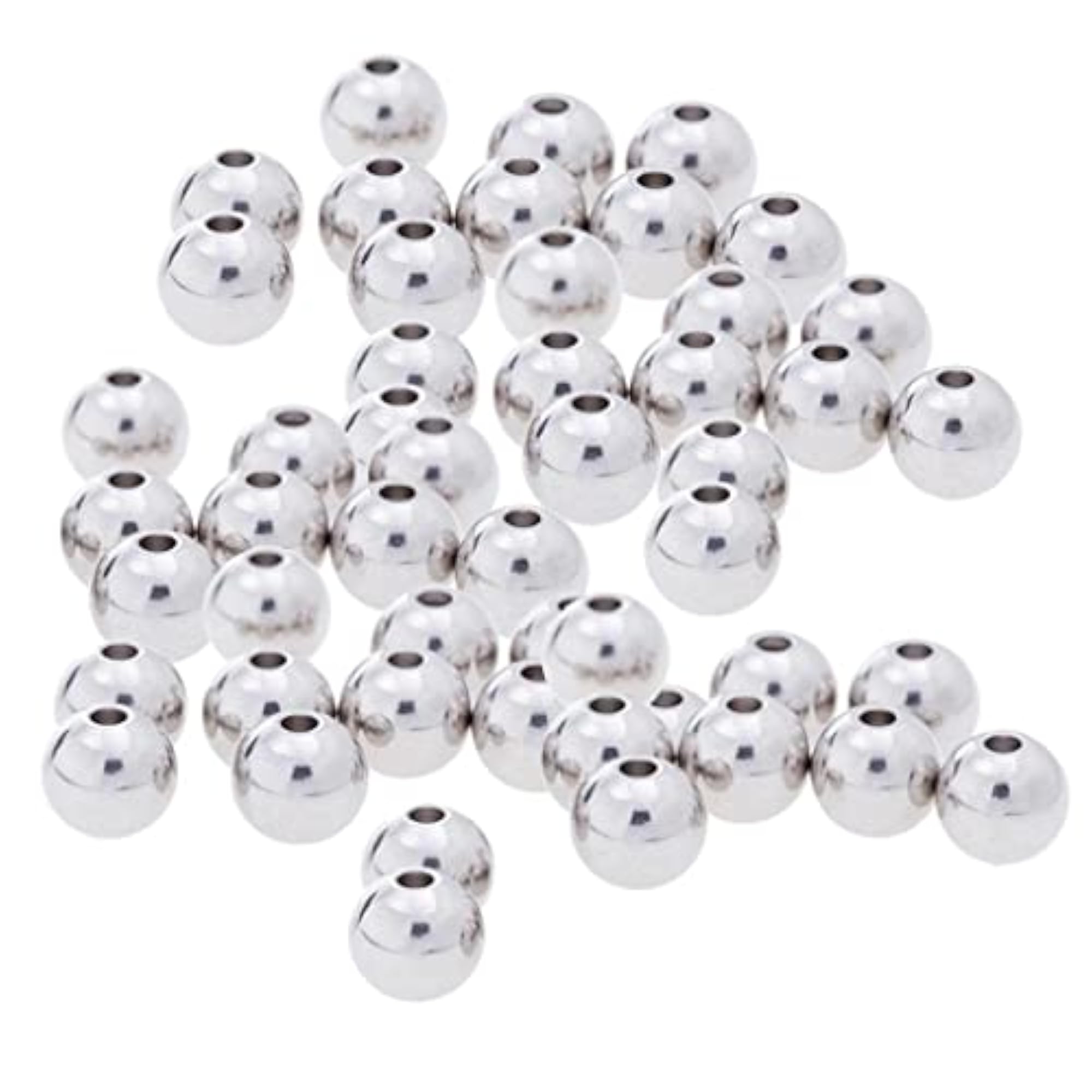 10x50Pcs Silver Stainless Steel Round Spacer Beads DIY Jewelry Making