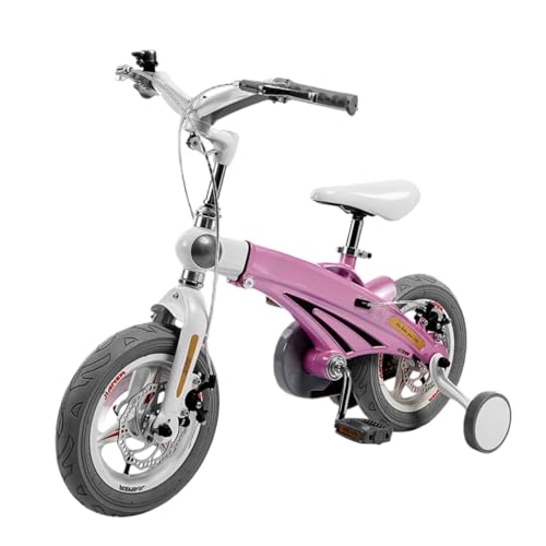 Kiwet 子供用自転車 2 3 4 5 6歳12インチ 14インチ 16インチジュニア用自転車 高さ調節可能で男の子にも女の子にも誕生日プレゼントに最適です ゴムタイヤを装備 (12インチ,ピンク)