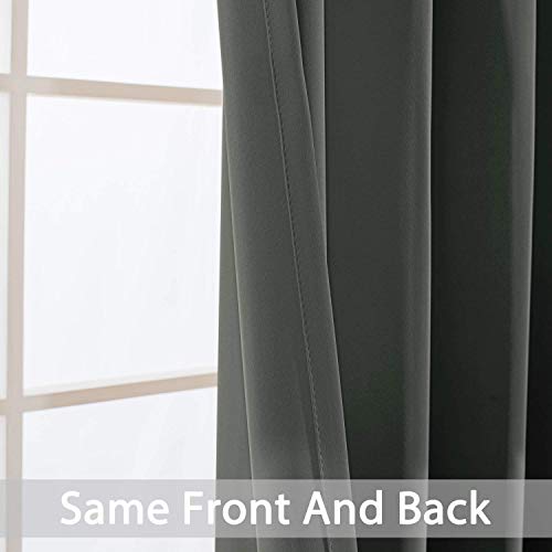 Yakamok Blackout Curtains Room Darkening Thermal Insulated with Grommet Window Curtain for Bedroom, 52 x 108inch,Dark Grey, 2 Panels