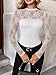 Zeagoo White Dress Shirt for Women Fashion Blouses Long Sleeve Sheer Mesh Stretchy See Through Lace Tops Party Clothes