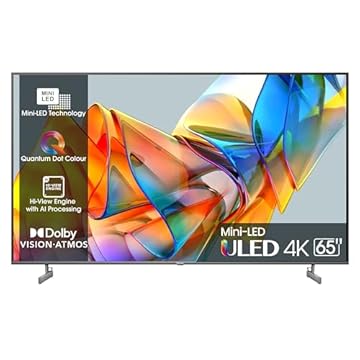 Hisense 65" ULED Mini-LED 4K 2023 65U62KQ, Smart TV VIDAA U6, Dolby Vision, HDR 10+, Game Mode Plus, Alexa Built-in, VIDAA Voice, Tuner DVB-T2/S2 HEVC 10, lativù 4K